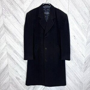 Oscar De La Renta Menswear Overcoat Wool Cashmere Mens Size 42R Large Black Coat
